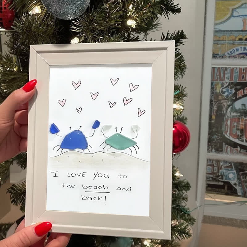 "I Love You to the Beach and Back" Crab Sea Glass Framed Art - image 3