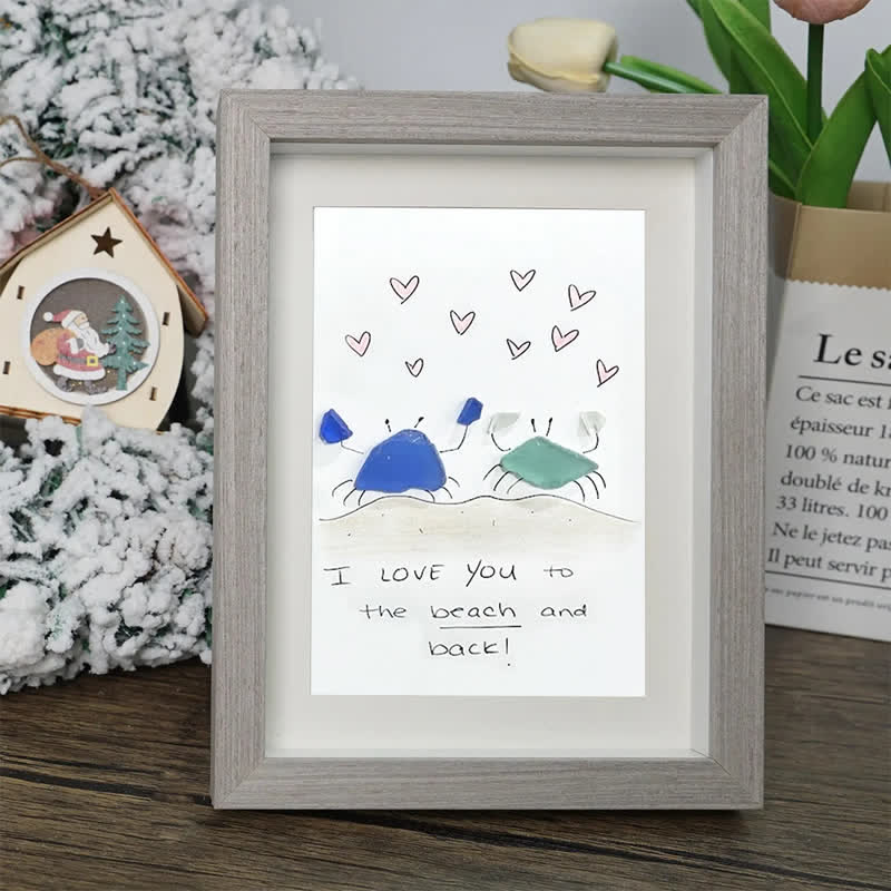 "I Love You to the Beach and Back" Crab Sea Glass Framed Art - image 4