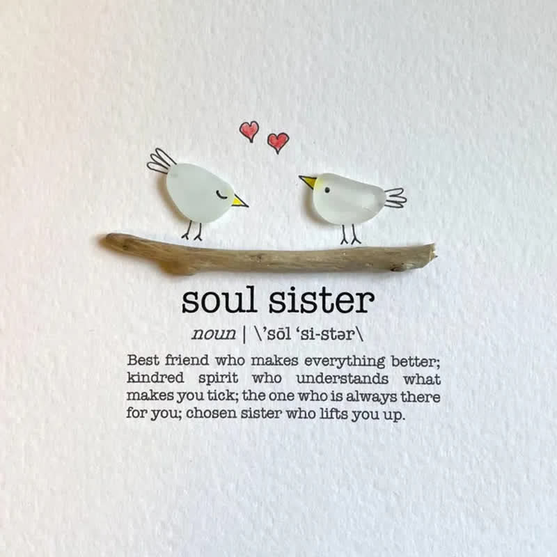 Soul Sister Definition Birds Sea Glass Framed Art - image 2