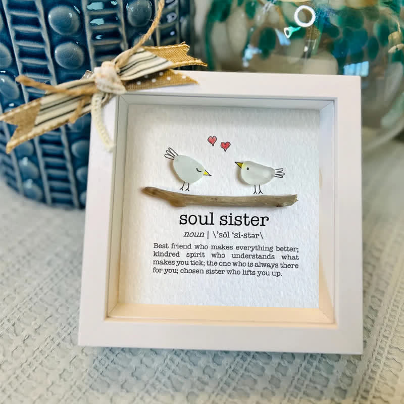 Soul Sister Definition Birds Sea Glass Framed Art - image 5