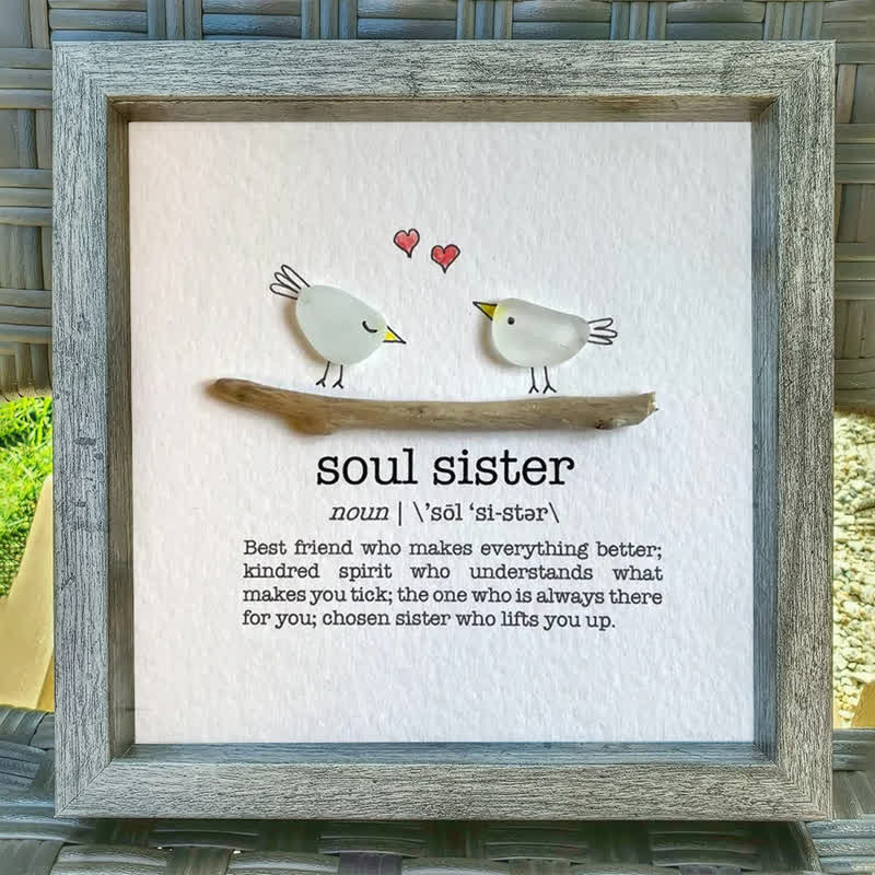Soul Sister Definition Birds Sea Glass Framed Art - image 6
