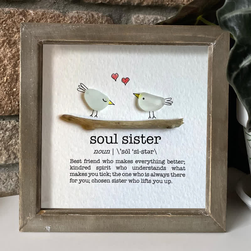 Soul Sister Definition Birds Sea Glass Framed Art - image 0