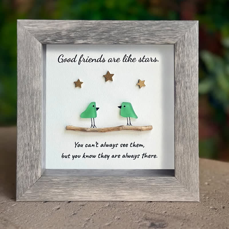 Good Friends Are Like Stars Birds Sea Glass Framed Art - image 5