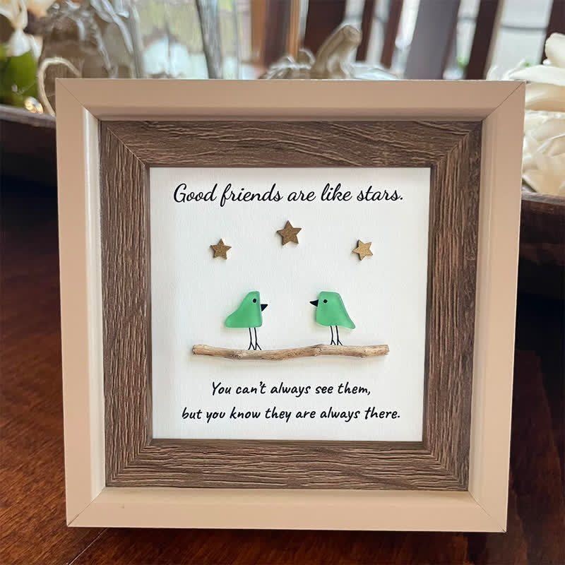 Good Friends Are Like Stars Birds Sea Glass Framed Art - image 0