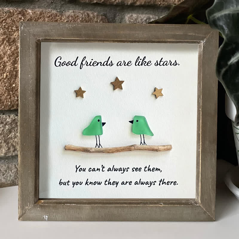 Good Friends Are Like Stars Birds Sea Glass Framed Art - image 4