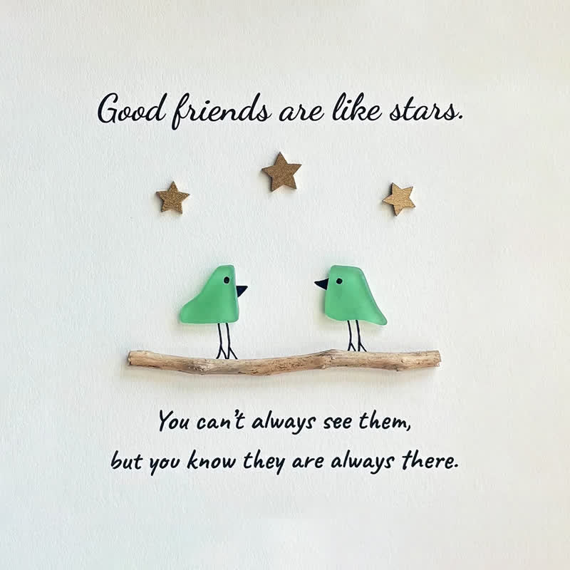 Good Friends Are Like Stars Birds Sea Glass Framed Art - image 2
