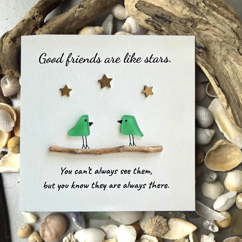 Good Friends Are Like Stars Birds Sea Glass Framed Art - image 3