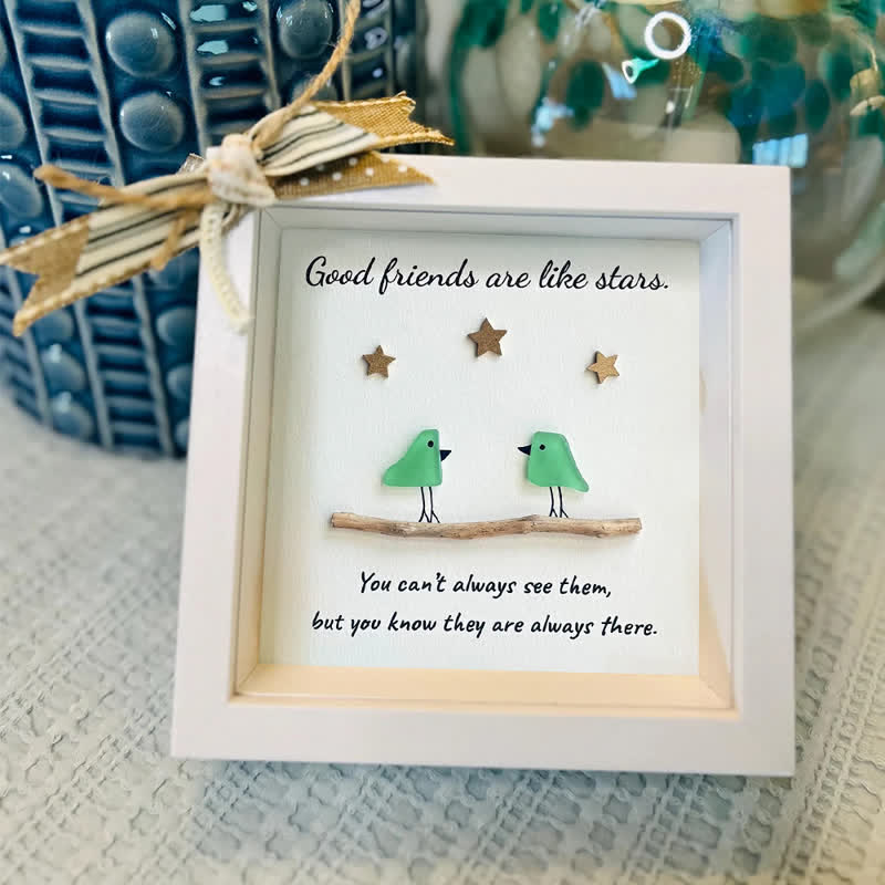Good Friends Are Like Stars Birds Sea Glass Framed Art - image 7