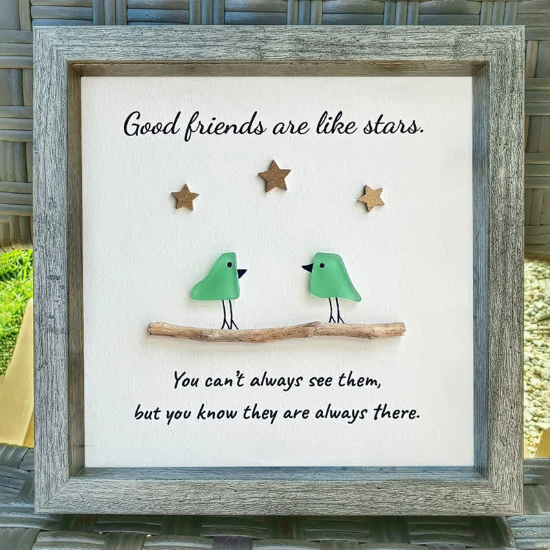 Good Friends Are Like Stars Birds Sea Glass Framed Art - image 6