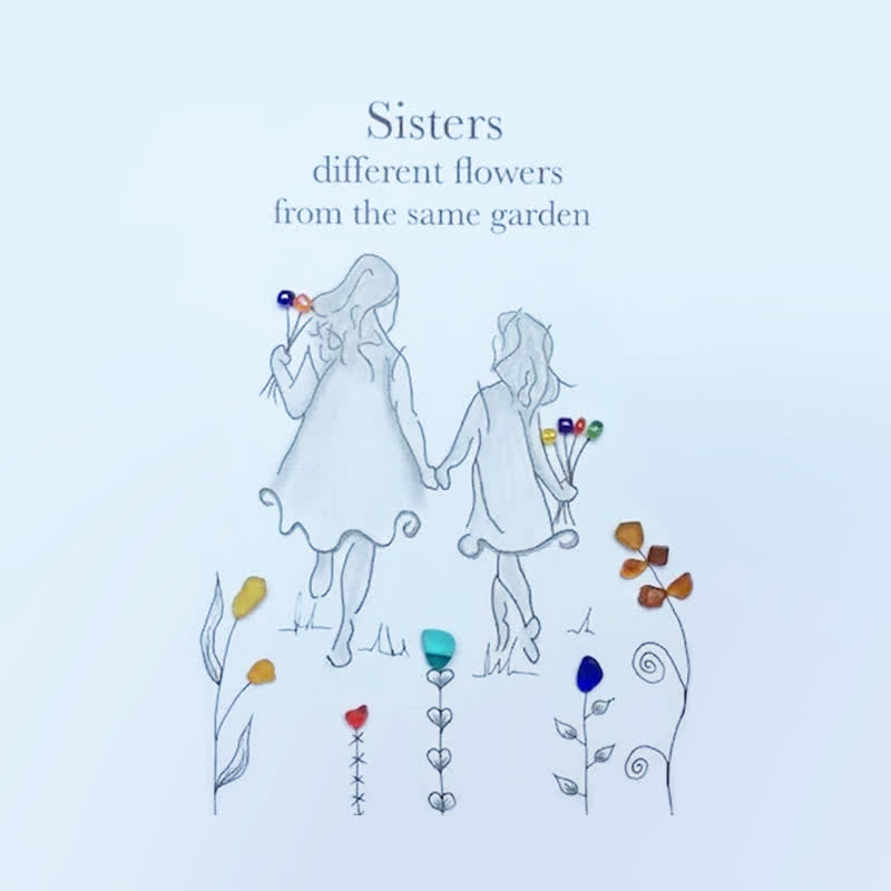 Coastal Sisterhood Quote Flower Sea Glass Framed Art - image 2