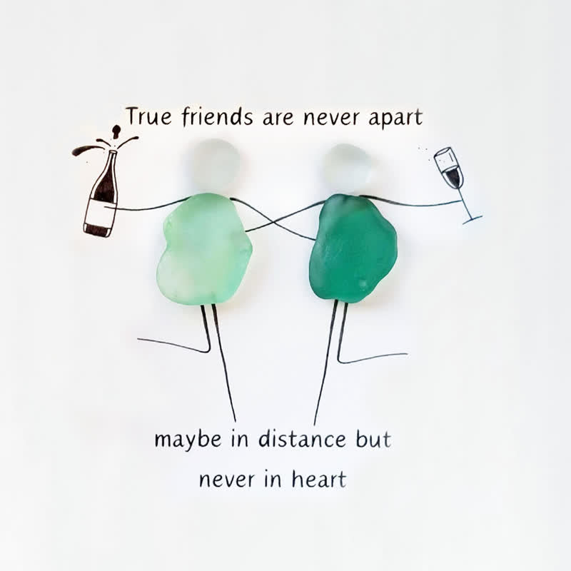 Long-Distance Friendship & Champagne Sea Glass Framed Art - image 2