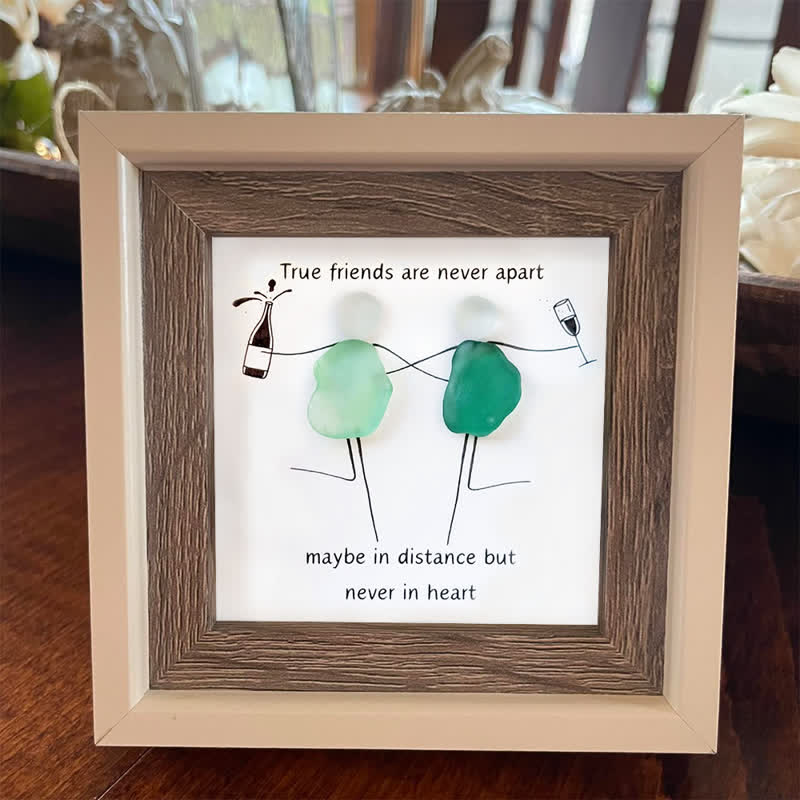 Long-Distance Friendship & Champagne Sea Glass Framed Art - image 0
