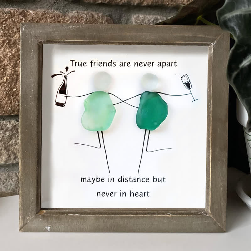 Long-Distance Friendship & Champagne Sea Glass Framed Art - image 4