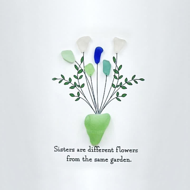 Flowers Bouquet Sisterhood Sea Glass Framed Art - image 2
