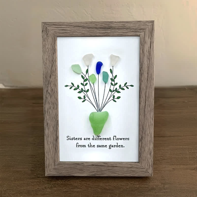 Flowers Bouquet Sisterhood Sea Glass Framed Art - image 6