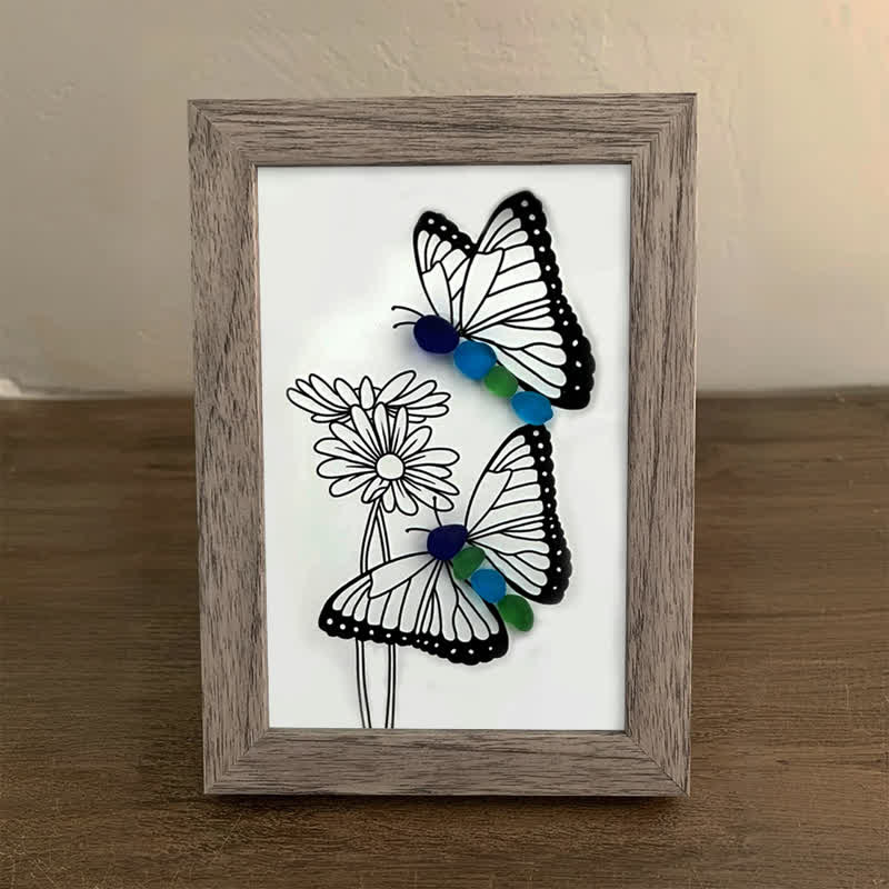 Butterflies & Daisies Garden Sea Glass Framed Art - image 8