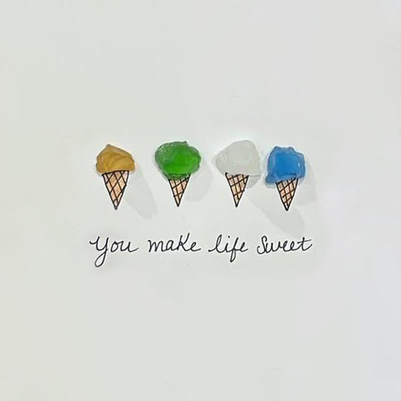 "You Make Life Sweet" Ice Cream Sea Glass Framed Art - image 2