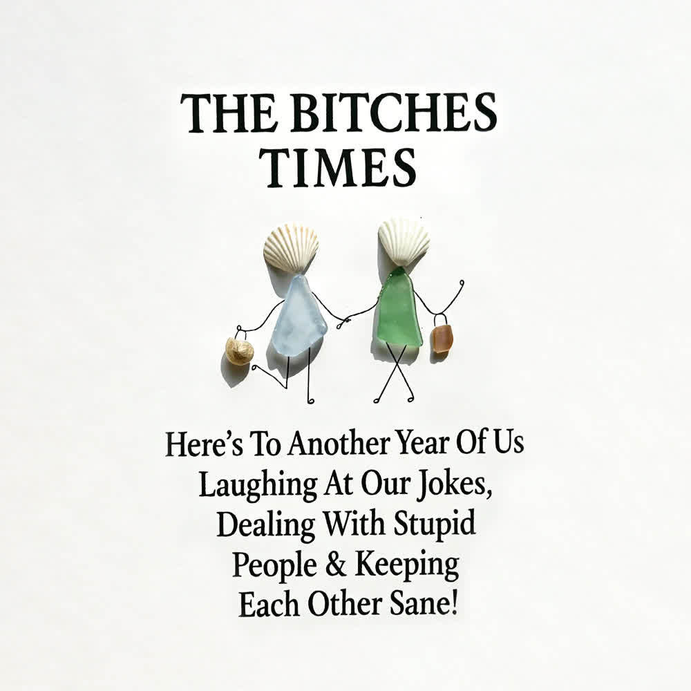 The Bitches Times Shell Bestie Sea Glass Framed Art - image 2