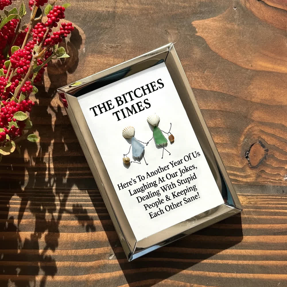 The Bitches Times Shell Bestie Sea Glass Framed Art - image 3