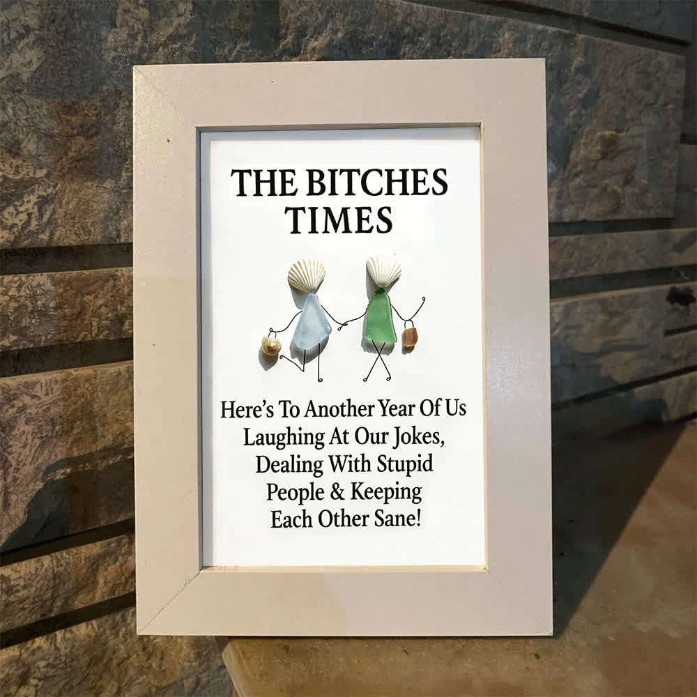 The Bitches Times Shell Bestie Sea Glass Framed Art - image 0