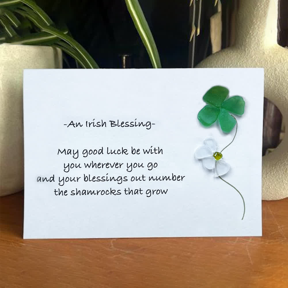 Luck & Blessings in Every Piece Sea Glass Framed Art - Seaglass Card - 6" X 8" - image 1