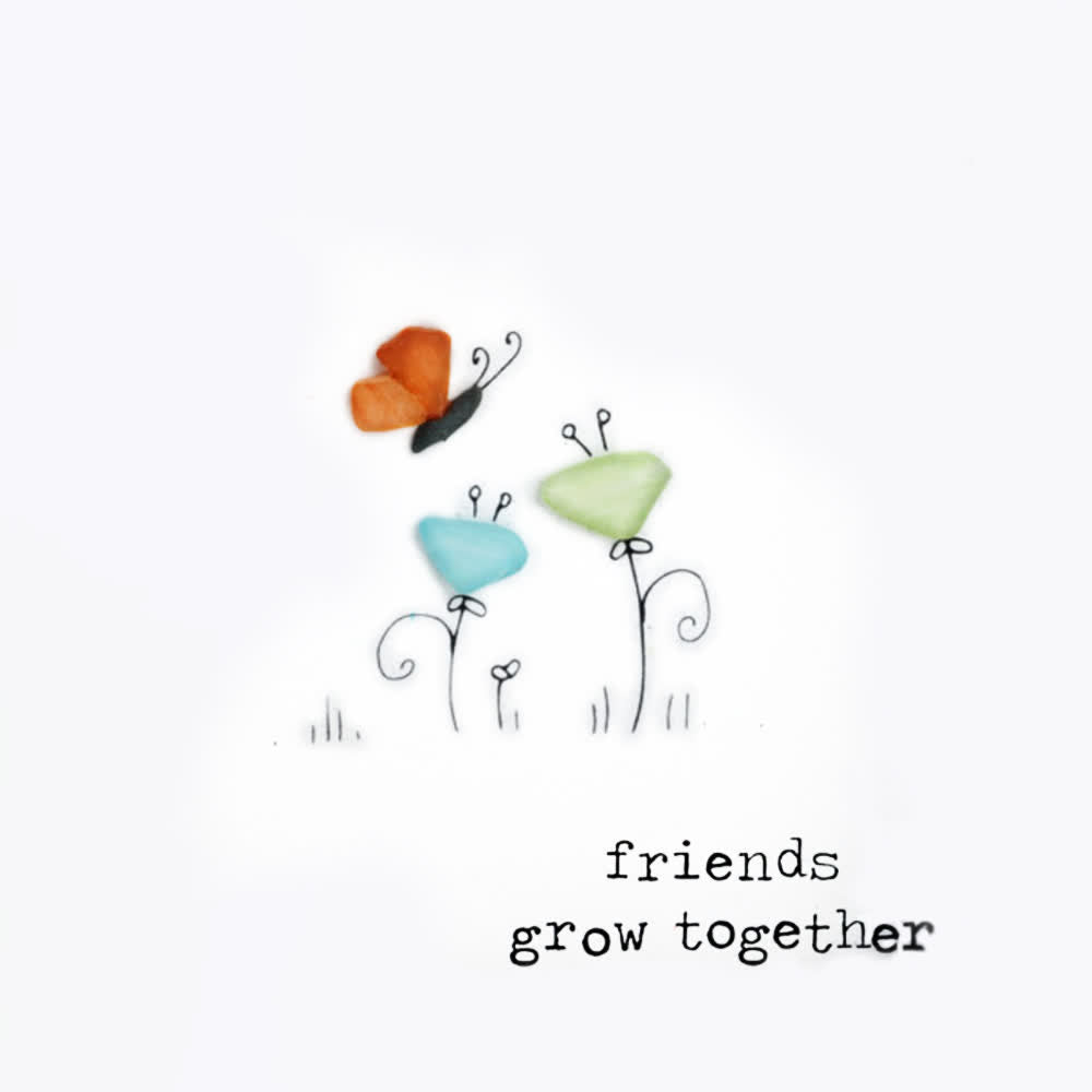 Friends Grow Together Butterfly & Flowers Sea Glass Framed Art - image 2