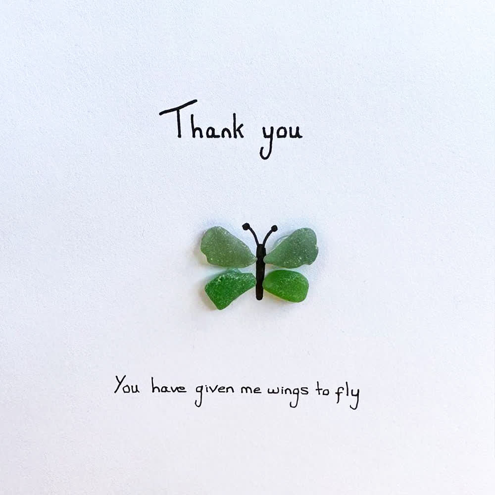 Green Butterfly Thank You Quote Sea Glass Framed Art - image 2