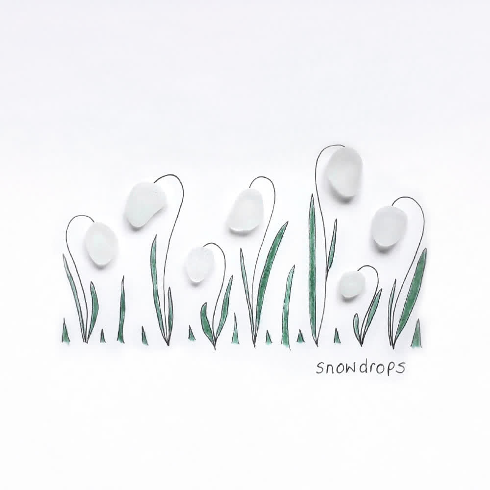 Hope In Every Petal Snowdrops Sea Glass Framed Art - image 2