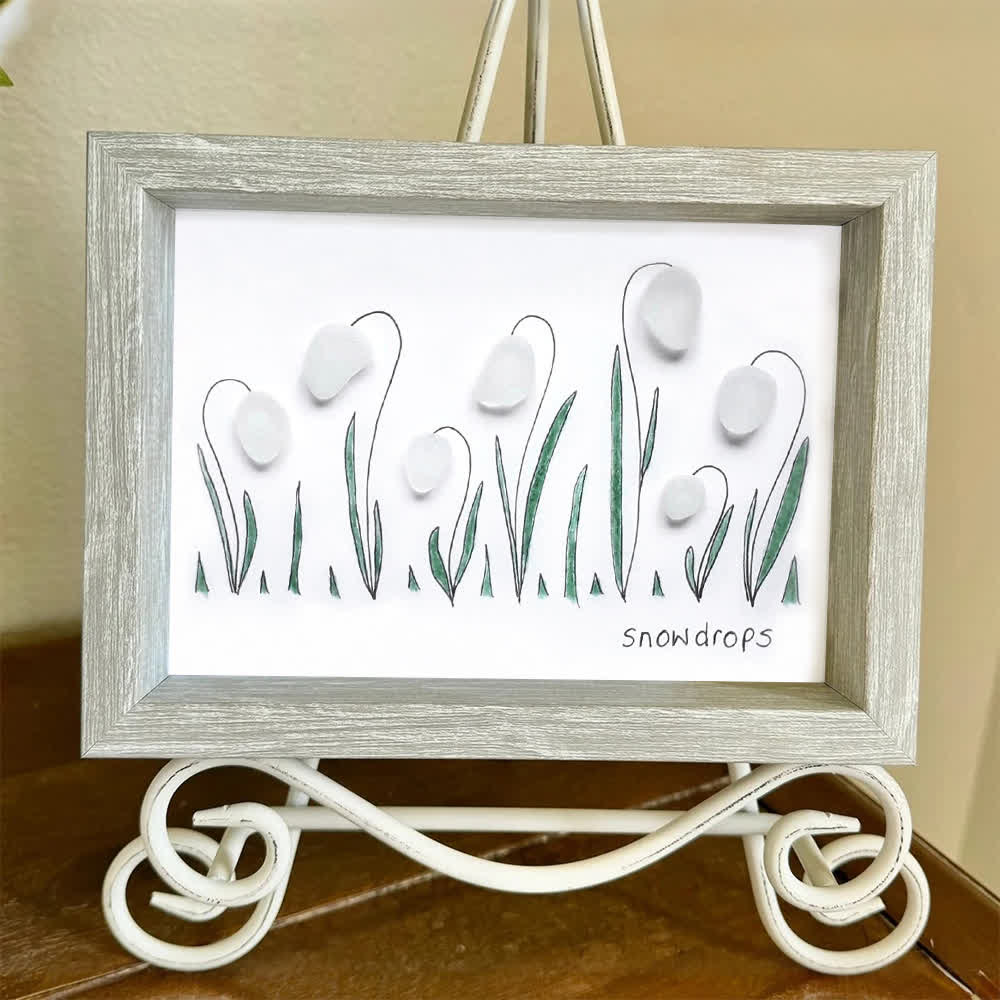 Hope In Every Petal Snowdrops Sea Glass Framed Art - image 3