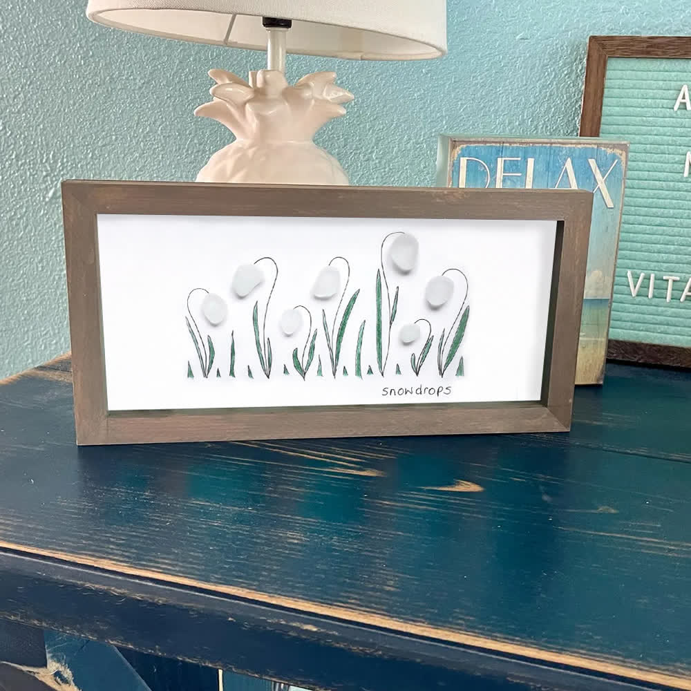 Hope In Every Petal Snowdrops Sea Glass Framed Art - image 10