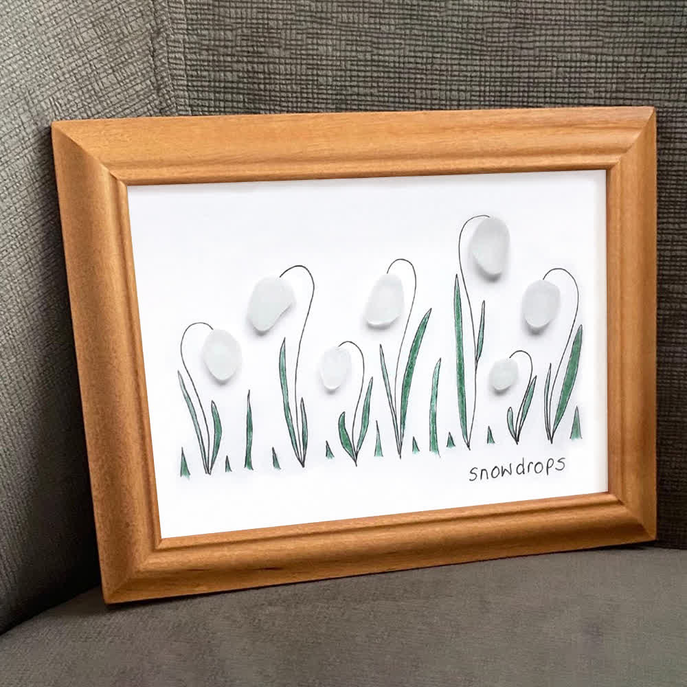 Hope In Every Petal Snowdrops Sea Glass Framed Art - image 6