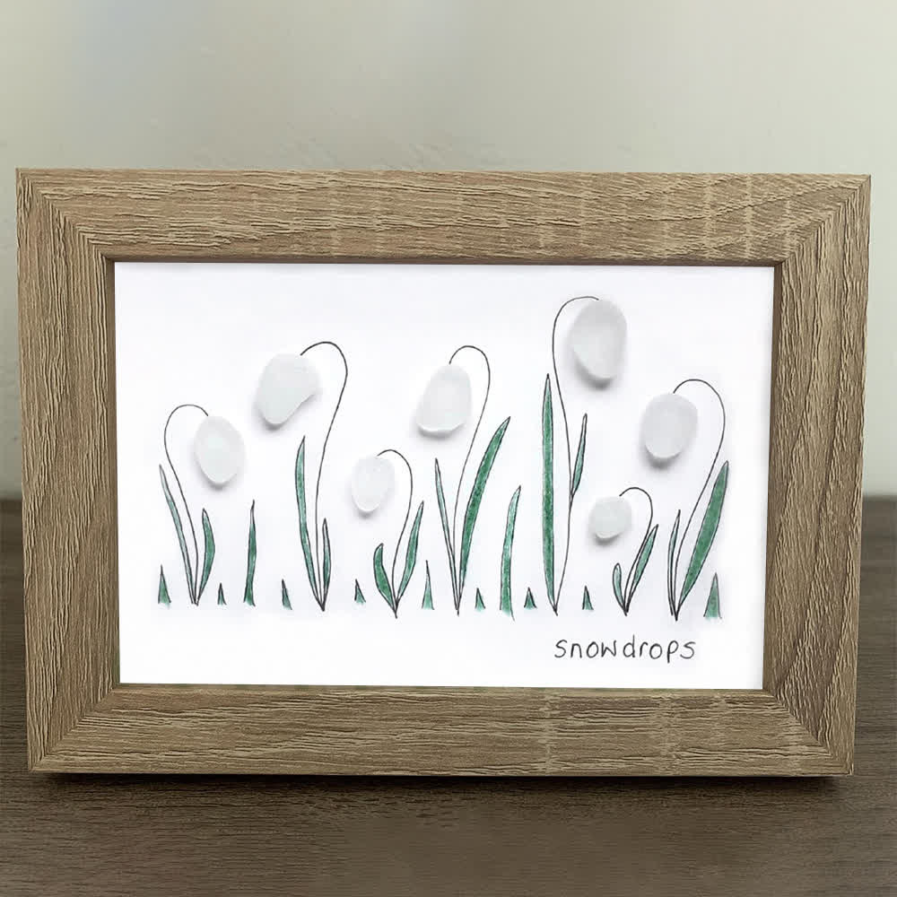 Hope In Every Petal Snowdrops Sea Glass Framed Art - image 8