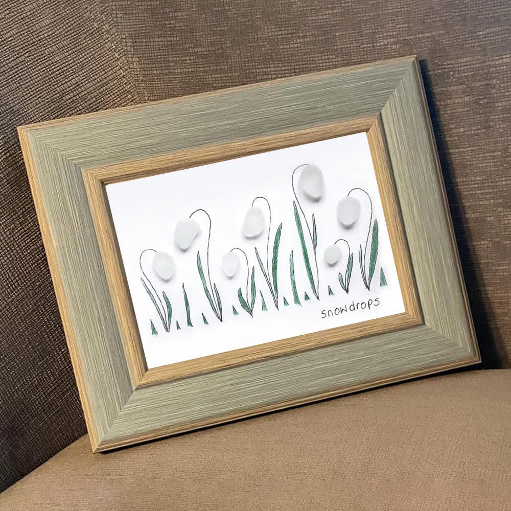 Hope In Every Petal Snowdrops Sea Glass Framed Art - image 9