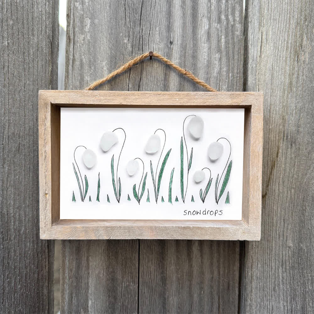 Hope In Every Petal Snowdrops Sea Glass Framed Art - image 4