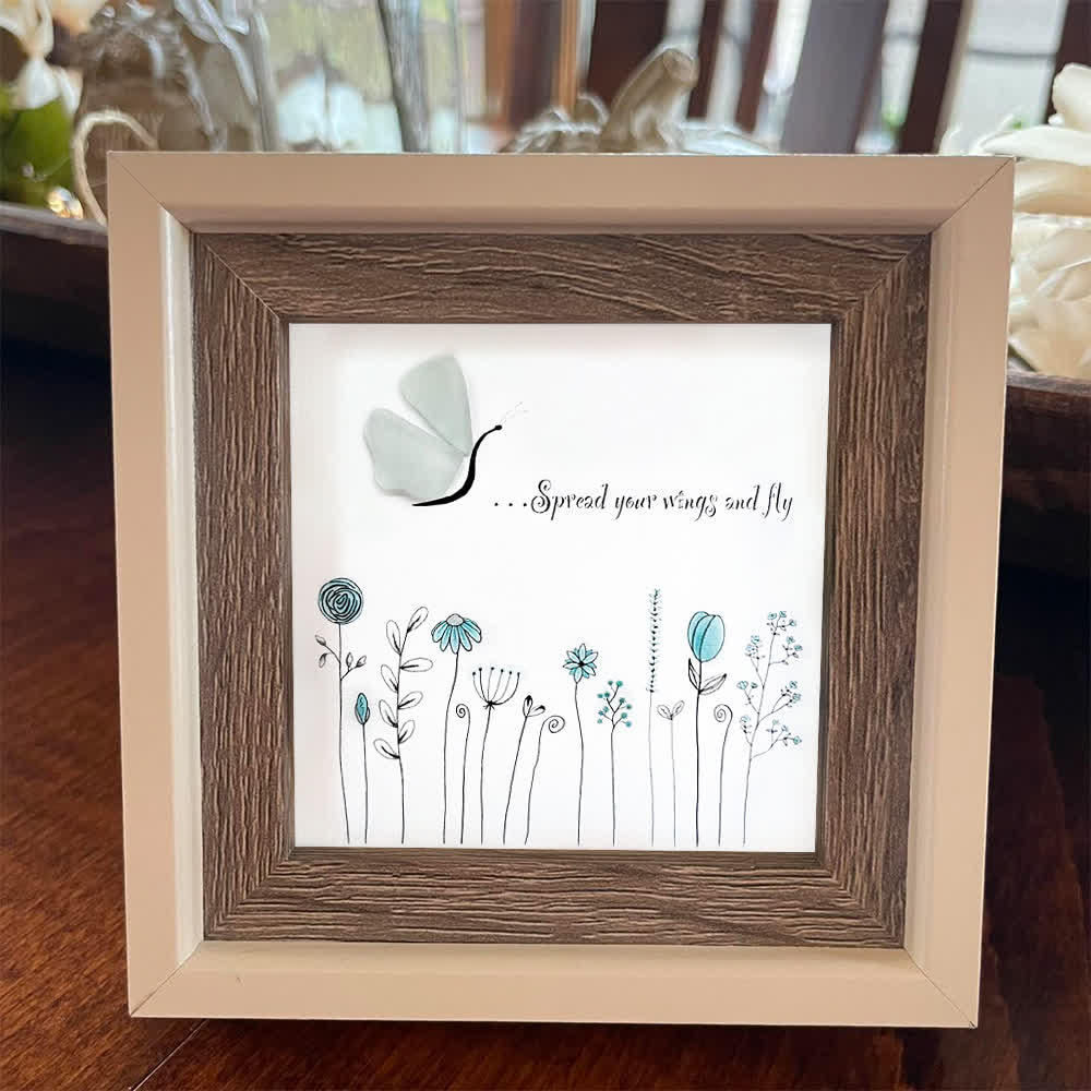 "Spread Your Wings and Fly" Butterfly Garden Sea Glass Framed Art - image 4