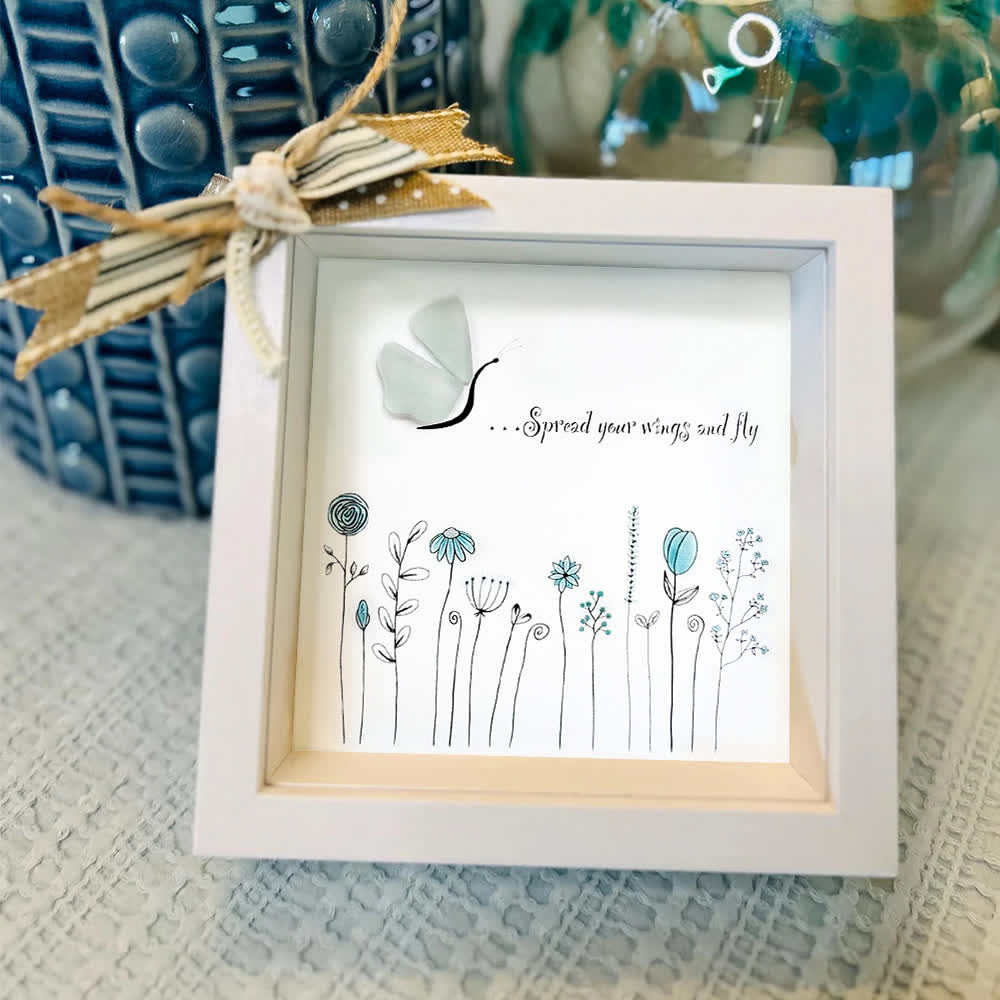 "Spread Your Wings and Fly" Butterfly Garden Sea Glass Framed Art - image 6