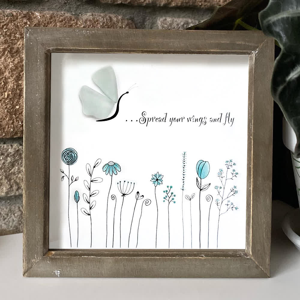 "Spread Your Wings and Fly" Butterfly Garden Sea Glass Framed Art - image 7