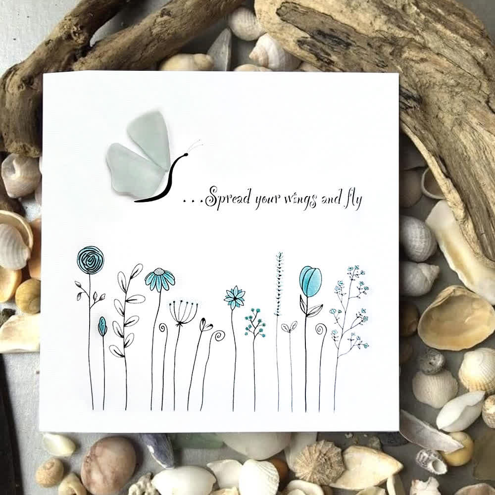 "Spread Your Wings and Fly" Butterfly Garden Sea Glass Framed Art - image 3