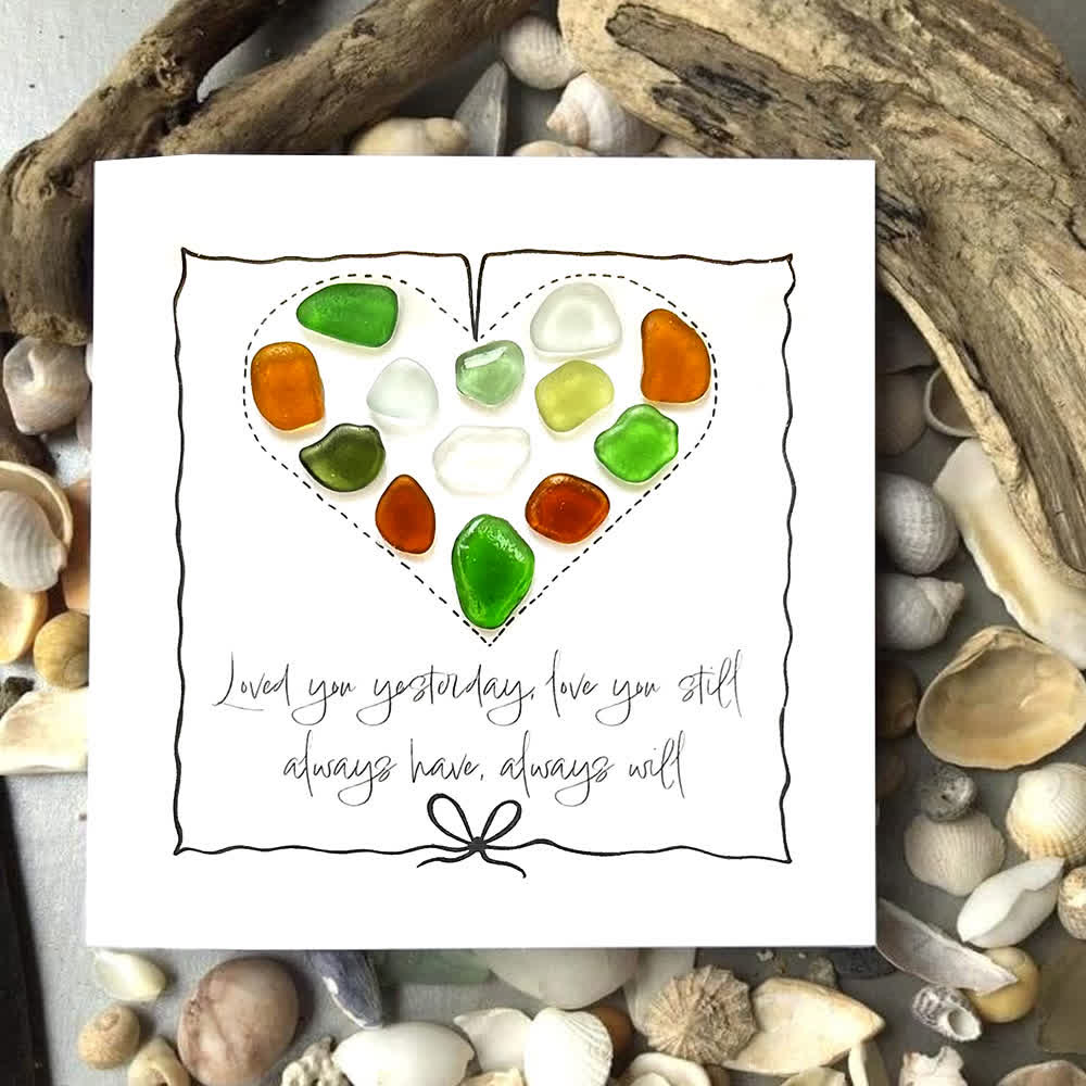 Timeless Love Multicolor Heart Sea Glass Framed Art - image 3