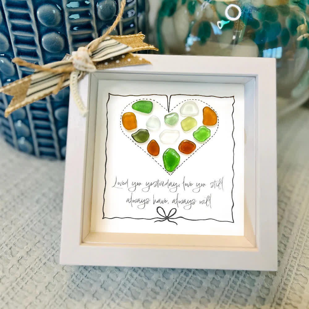 Timeless Love Multicolor Heart Sea Glass Framed Art - image 4