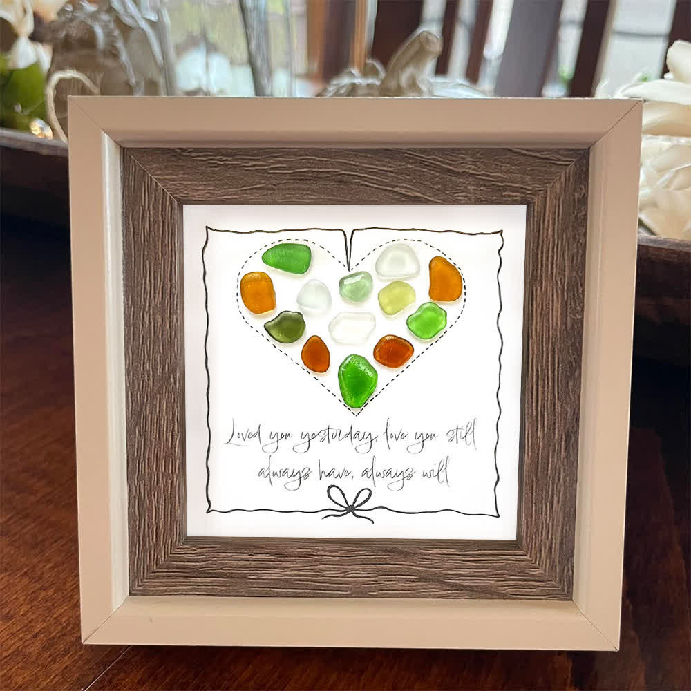 Timeless Love Multicolor Heart Sea Glass Framed Art - image 0