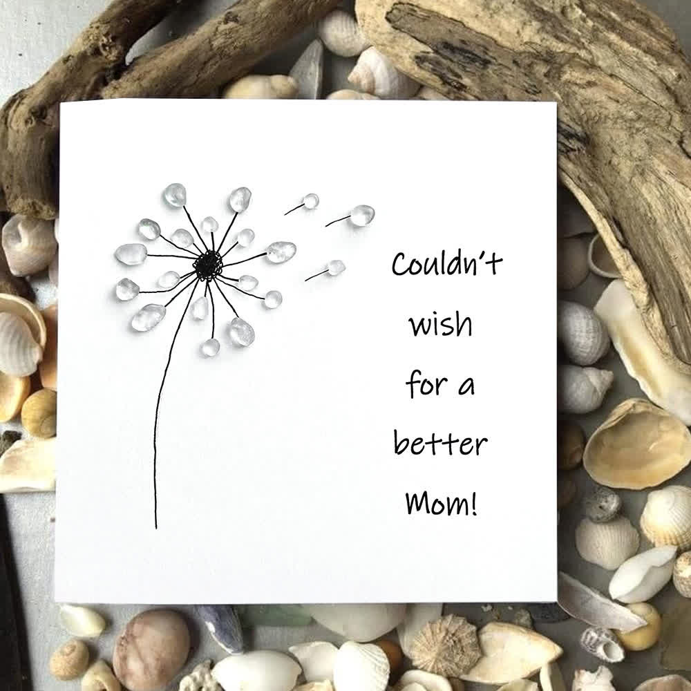 "Couldn't Wish for a Better Mom" Dandelion Sea Glass Framed Art - Seaglass Card - 8" X 8" - image 1
