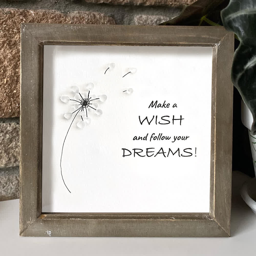"Make a Wish & Follow Your Dreams" Dandelion Sea Glass Framed Art - image 0