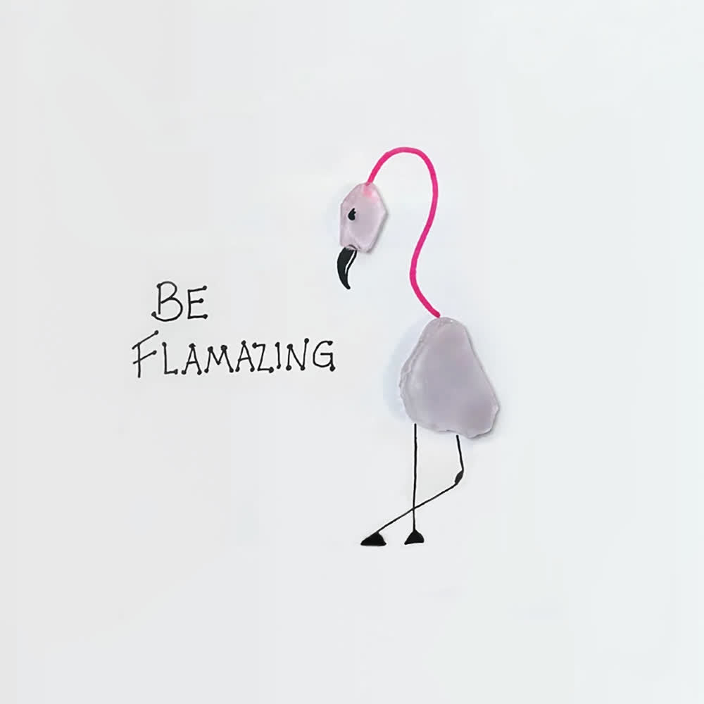 "BE FLAMAZING" Pink Flamingo Sea Glass Framed Art - image 2