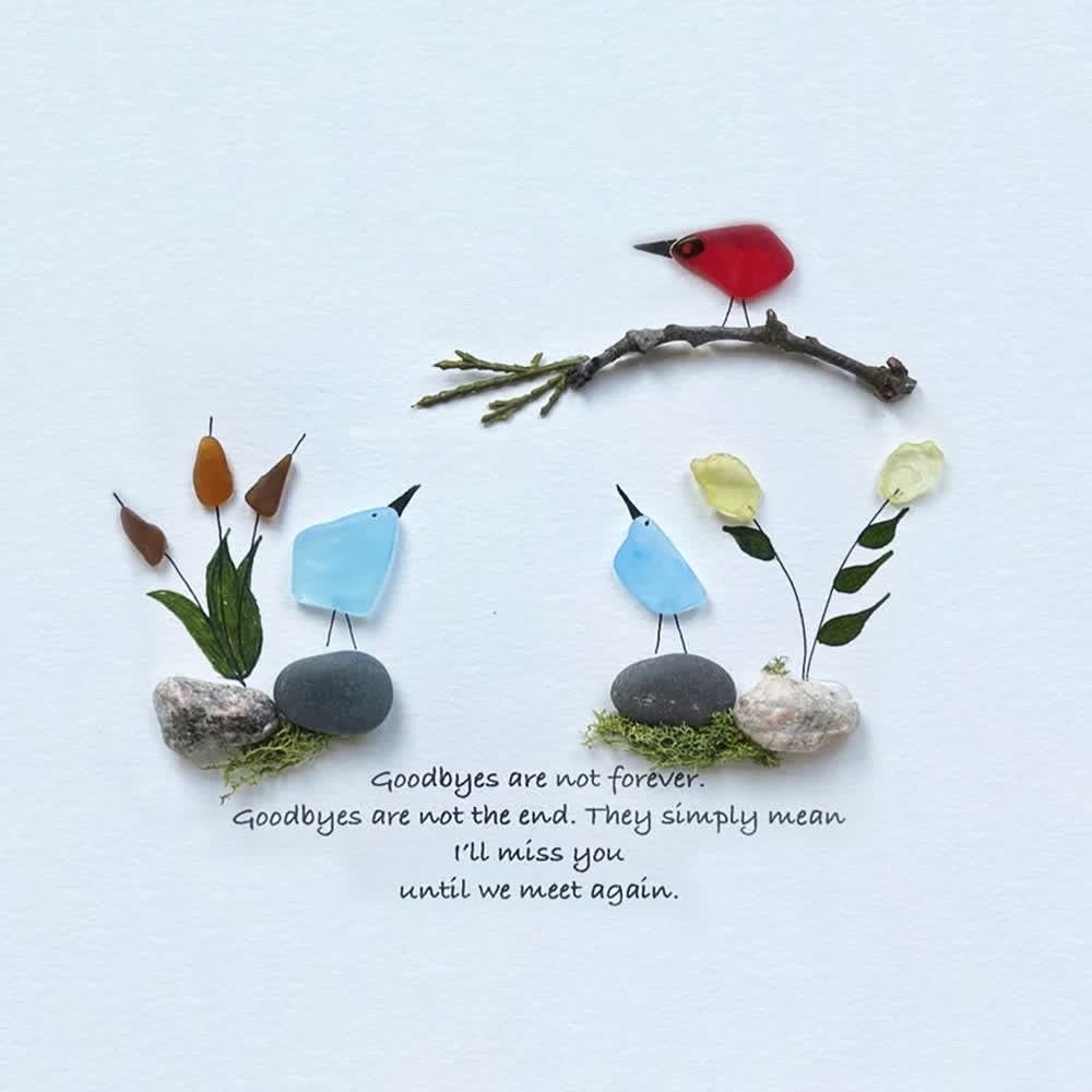 Goodbyes Are Not Forever Bird Scene Sea Glass Framed Art - image 2