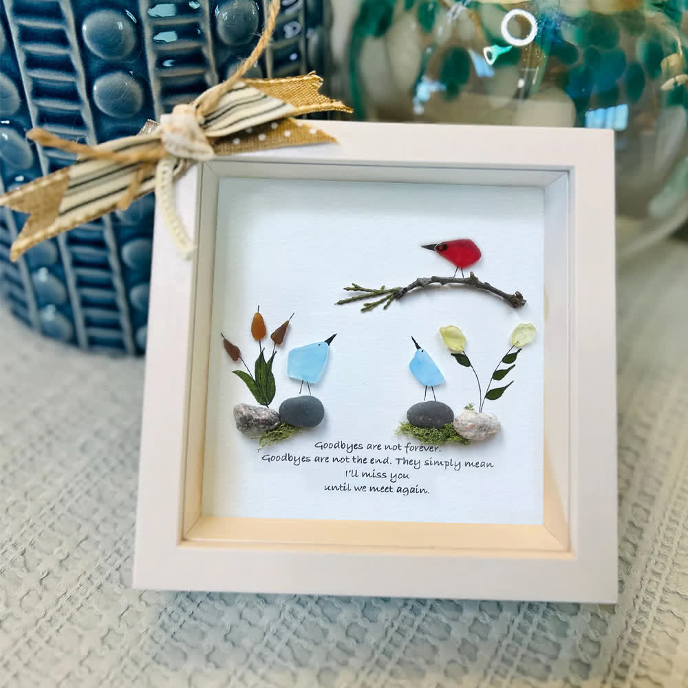 Goodbyes Are Not Forever Bird Scene Sea Glass Framed Art - image 6