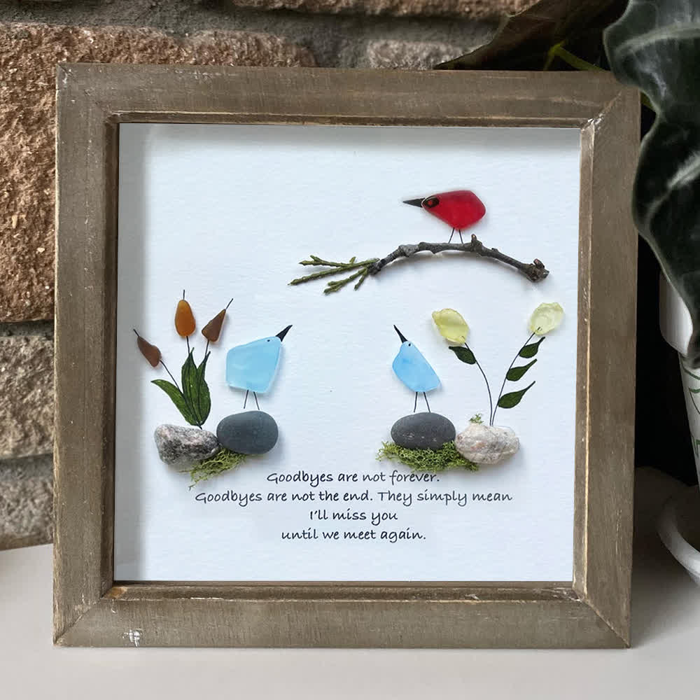 Goodbyes Are Not Forever Bird Scene Sea Glass Framed Art - image 0
