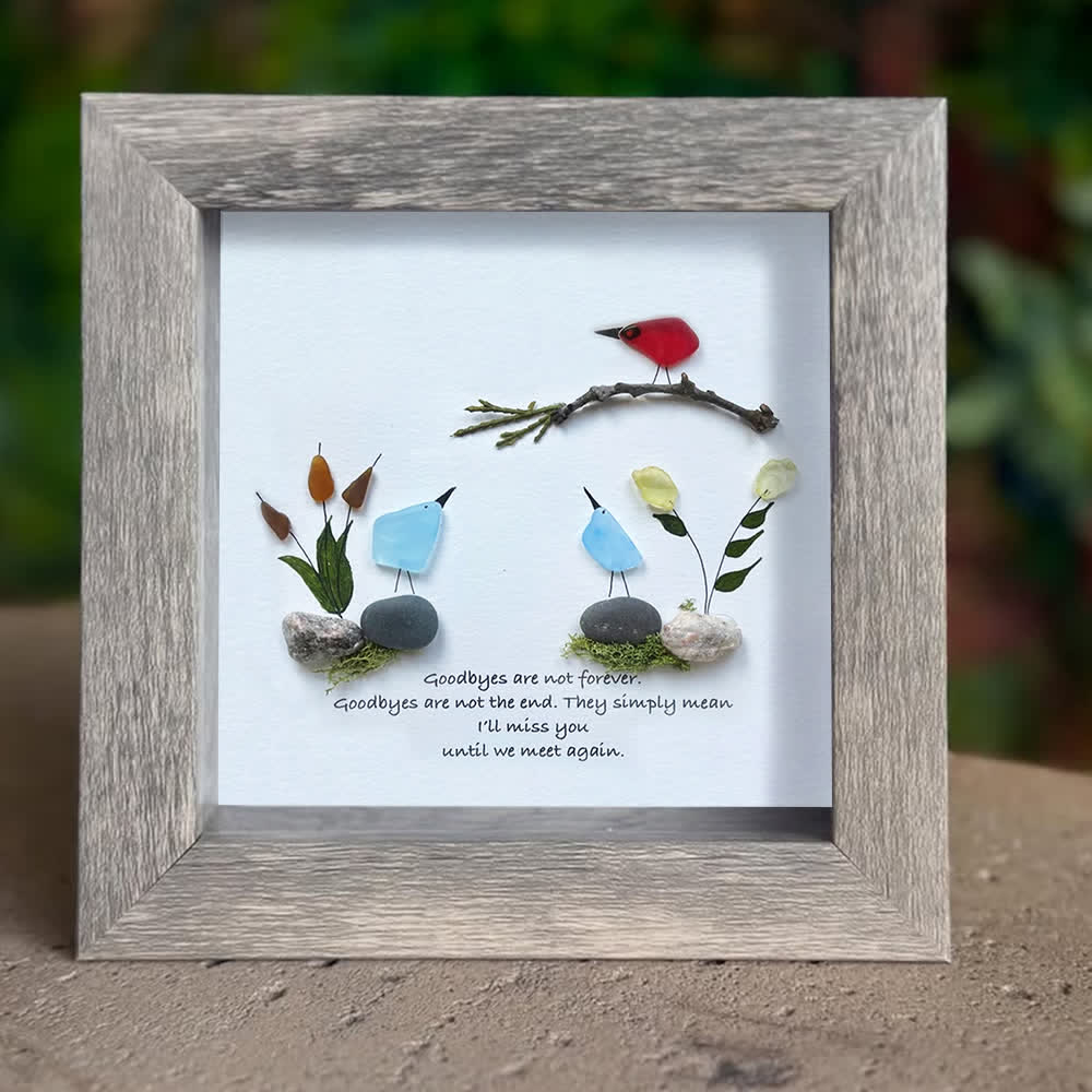 Goodbyes Are Not Forever Bird Scene Sea Glass Framed Art - image 7