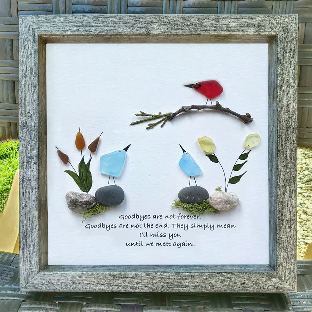 Goodbyes Are Not Forever Bird Scene Sea Glass Framed Art - image 5