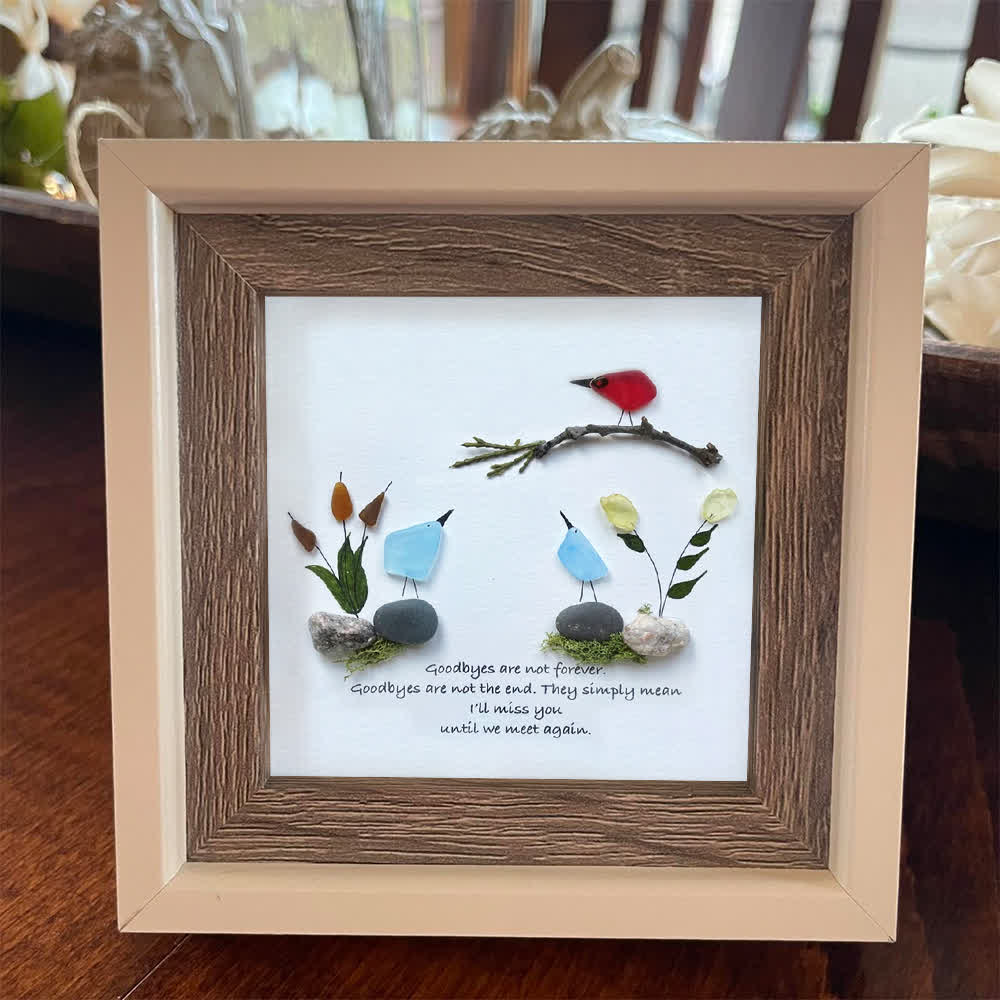 Goodbyes Are Not Forever Bird Scene Sea Glass Framed Art - image 4